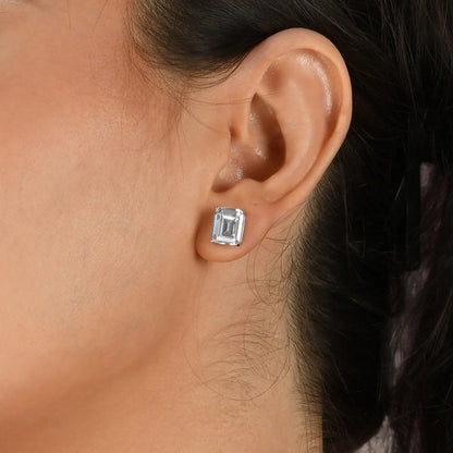 Moissanite S925 Emerald Cut Stud Earrings