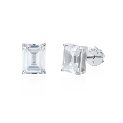 Moissanite Emerald Cut Stud Earrings