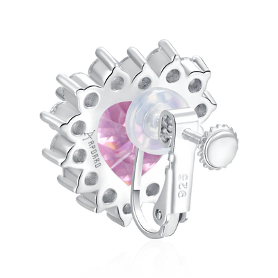 S925 Pink Radiance Heart Clip Earring