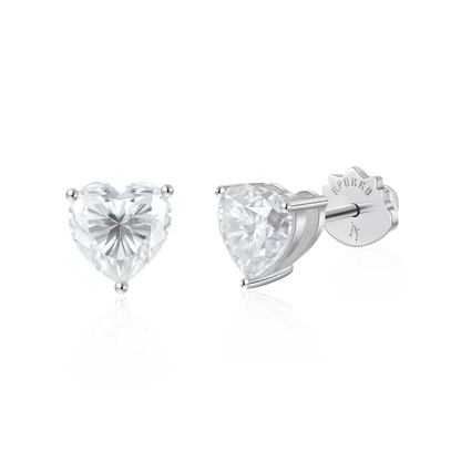 Pendientes de espárragos del corazón moissanite