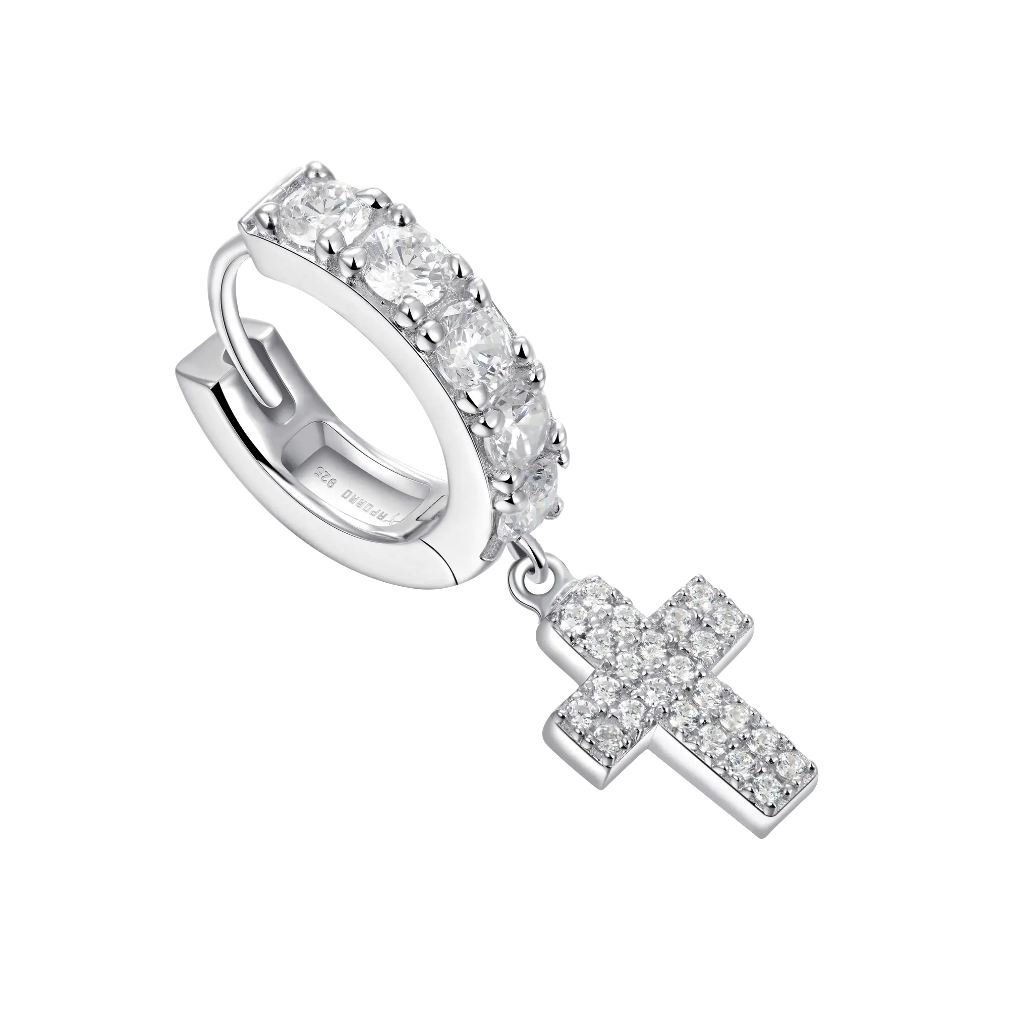 Moissanite Cross Dangly & Classic Hoop Earring Set