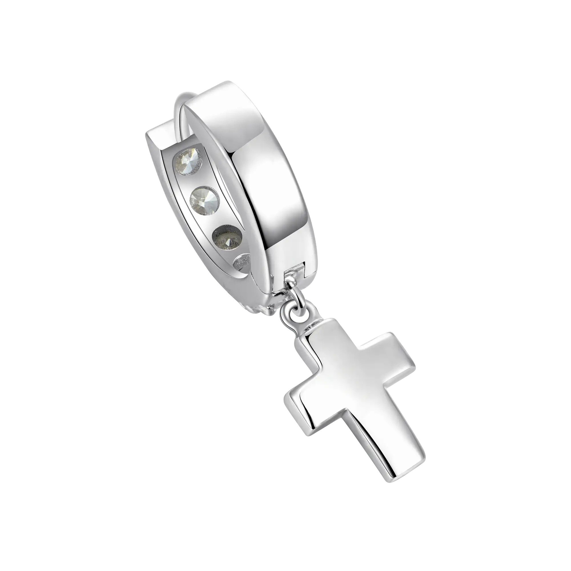 Moissanite Cross Dangly & Classic Hoop Earring Set