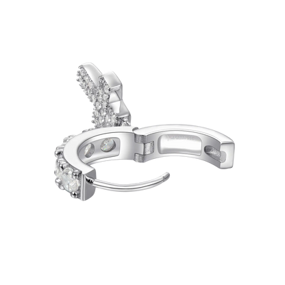 Moissanite Cross Dangly & Classic Hoop Earring Set