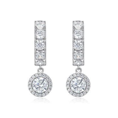 Women's Moissanite Halo Dangly Earring