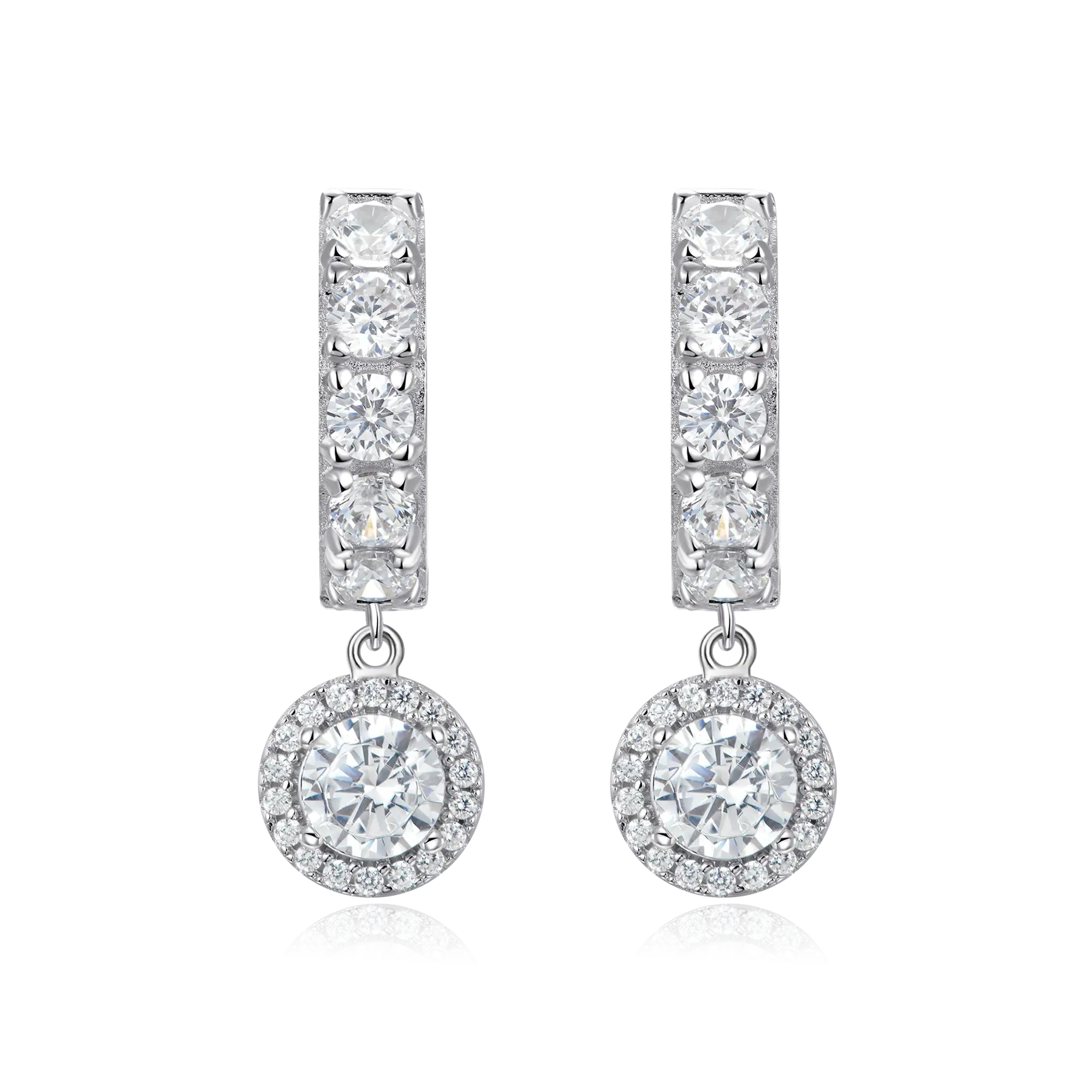 Moissanite Halo Dangly Earring