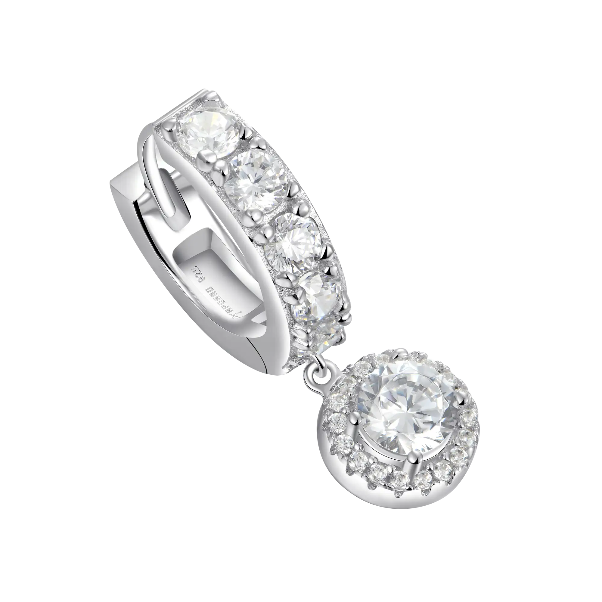 Moissanite Halo Dangly & Classic Hoop Earring Set