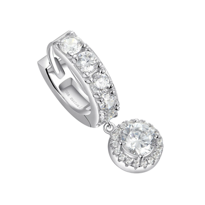 Moissanite S925 Halo Dangly & Ensemble de boucles d'oreilles créoles classiques