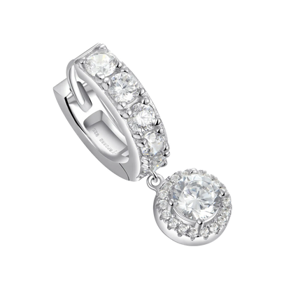 Moissanite Halo Dangly & Classic Hoop Earring Set