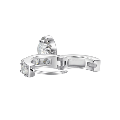 Moissanite S925 Halo Dangly & Ensemble de boucles d'oreilles créoles classiques