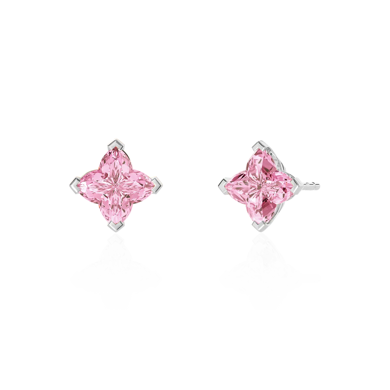 Solid Clover Cut Stud Earrings - Pink - APORRO