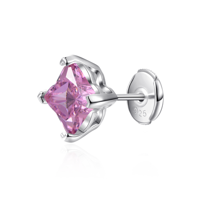 Pendientes de tachuelas de corte de trébol sólido - rosa