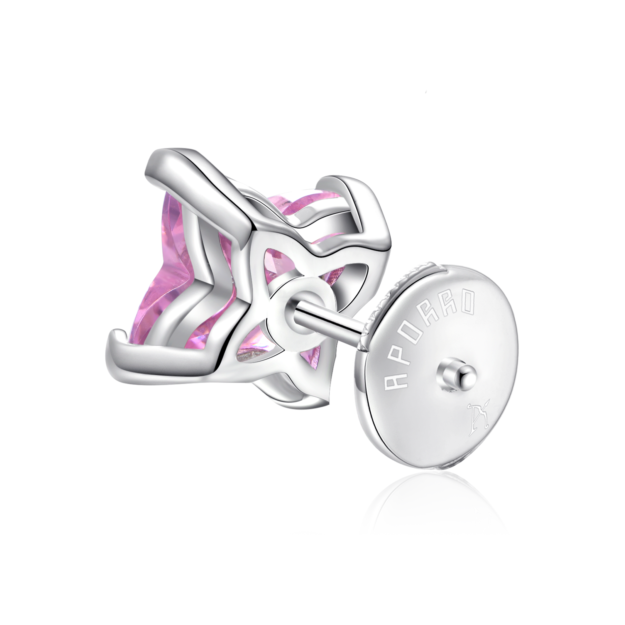 Pendientes de tachuelas de corte de trébol sólido - rosa