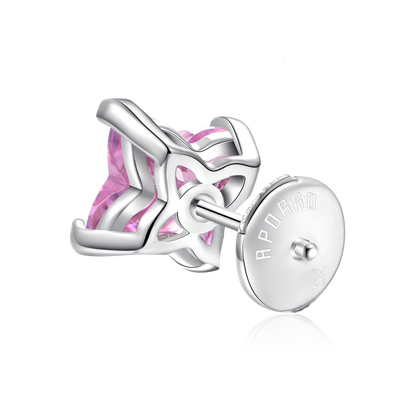 Pendientes de tachuelas de corte de trébol sólido - rosa