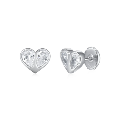 S925 Radiant Hearts Entwined Stud Earrings