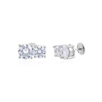 Moissanite Toi et Moi Stud Earrings – Twin Rounds