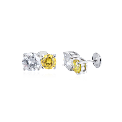 Moissanite Toi et Moi Stud Earrings – Twin Rounds