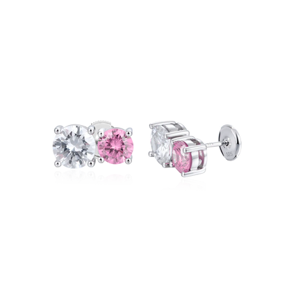 Moissanite Toi et Moi Stud Earrings – Twin Rounds