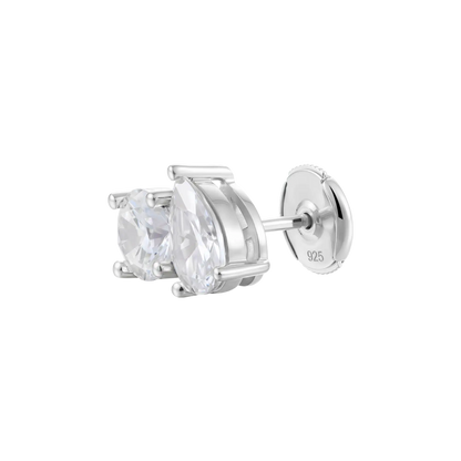 Moissanite Toi et Moi Stud Earrings – Round & Pear