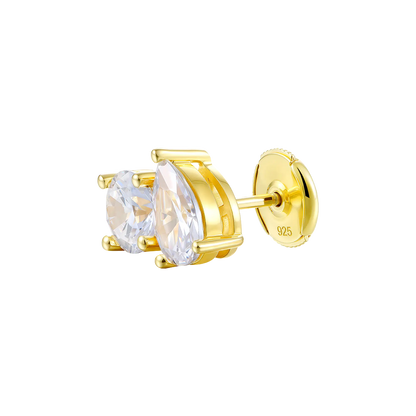 Pendientes de botón redondos Toi et Moi de moissanita S925 & Pera