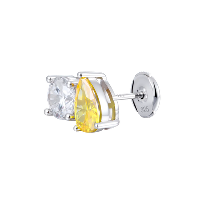 Moissanite Toi et Moi Stud Earrings – Round & Pear