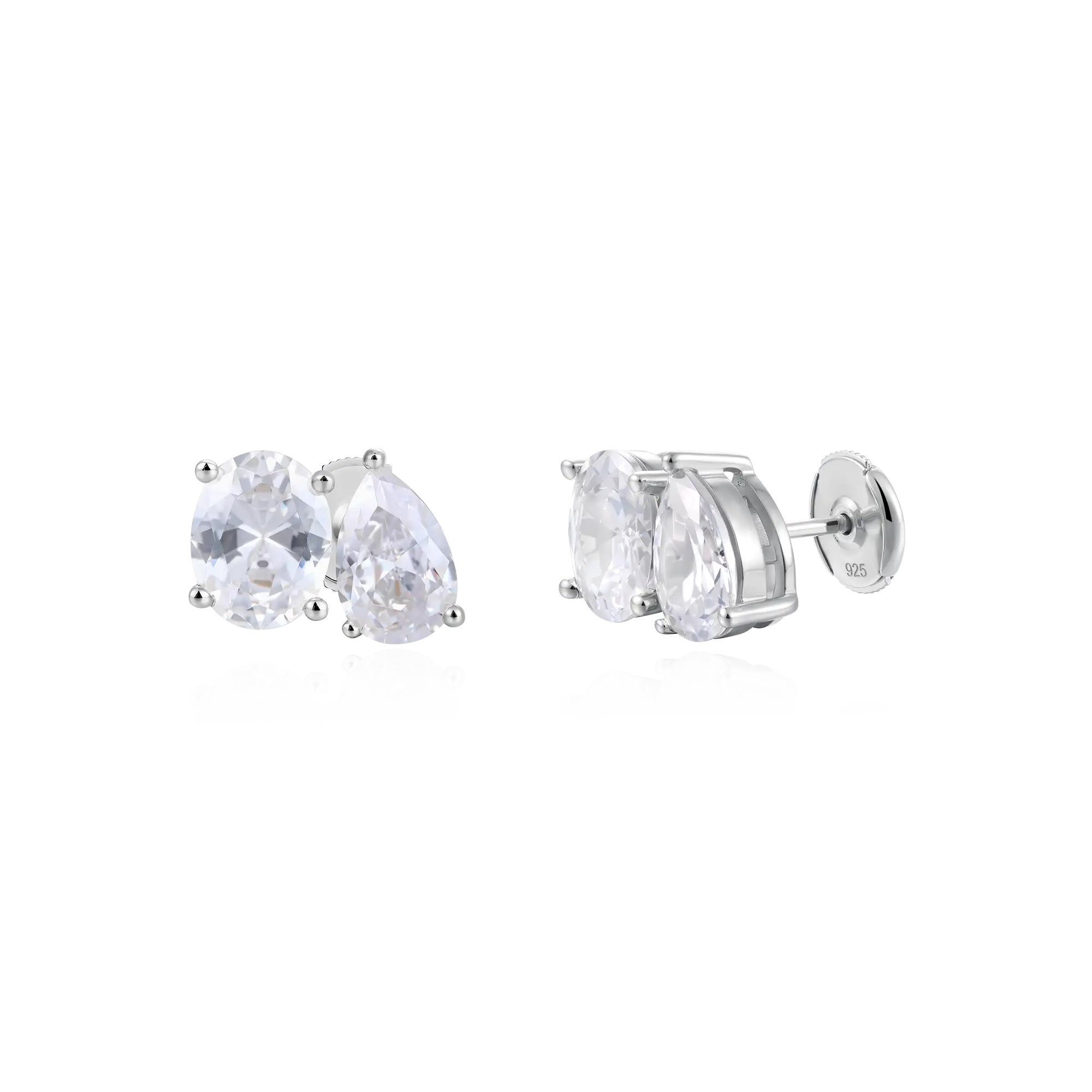 Boucles d'oreilles Moisanite Toi et Moi - ovale et poire
