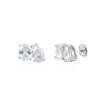 Moissanite Toi et Moi Stud Earrings – Oval & Pear