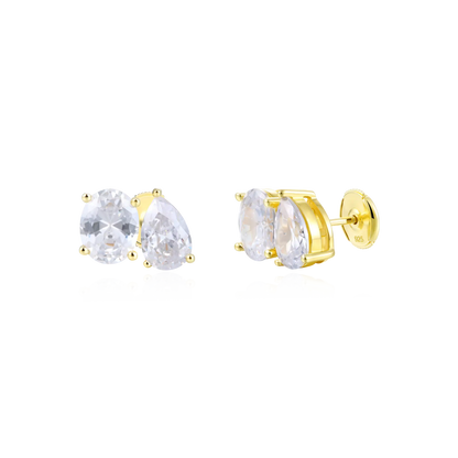 Moissanite Toi et Moi Stud Earrings – Oval & Pear