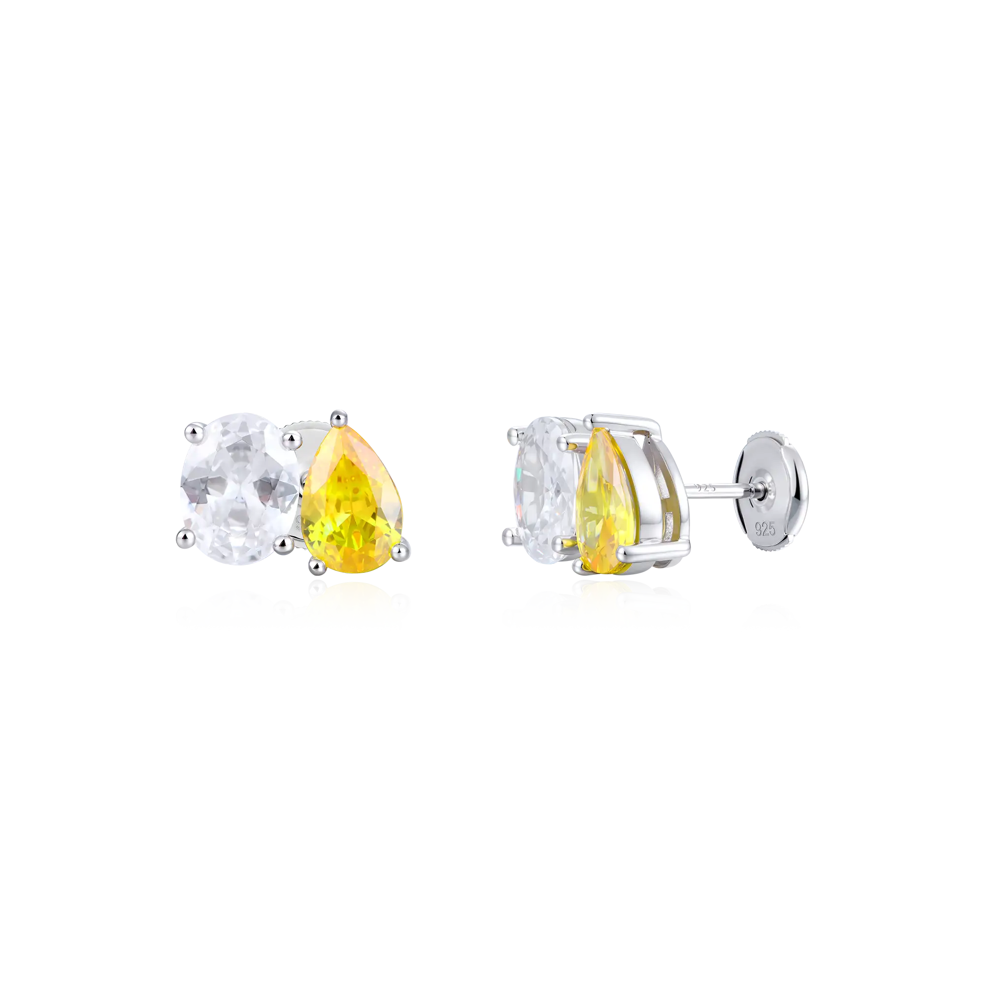 Boucles d'oreilles Moisanite Toi et Moi - ovale et poire