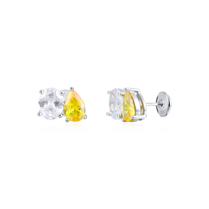 Moissanite Toi et Moi Stud Earrings – Oval & Pear
