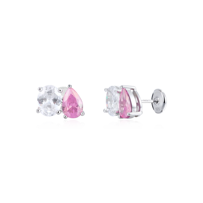 Moissanite Toi et Moi Stud Earrings – Oval & Pear