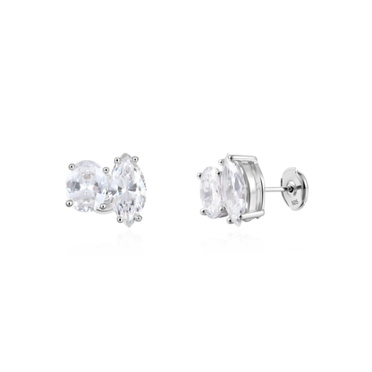 Moissanite Toi et Moi Stud Earrings – Oval & Marquise