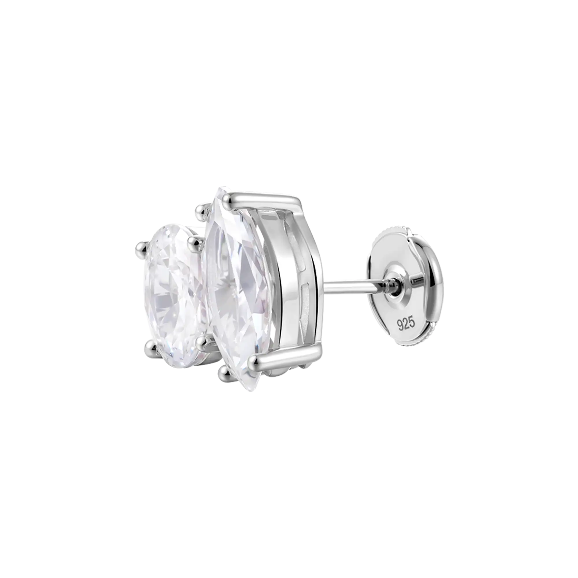 Moissanite Toi et Moi Stud Earrings – Oval & Marquise