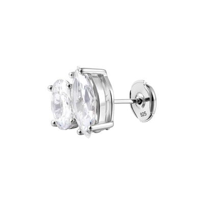 Moissanite S925 Toi et Moi Oval & Marquise Stud Earrings