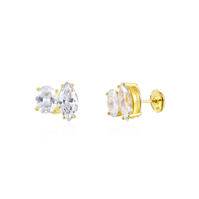 Moissanite S925 Toi et Moi Oval & Marquise Stud Earrings