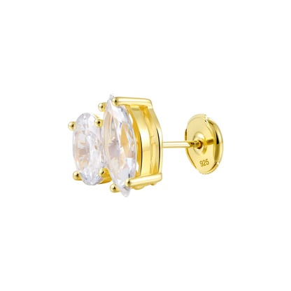Moissanite Toi et Moi Stud Earrings – Oval & Marquise