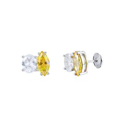 Moissanite S925 Toi et Moi Oval & Marquise Stud Earrings