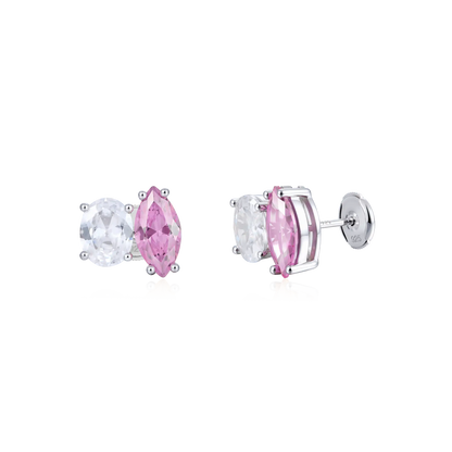 Moissanite Toi et Moi Stud Earrings – Oval & Marquise