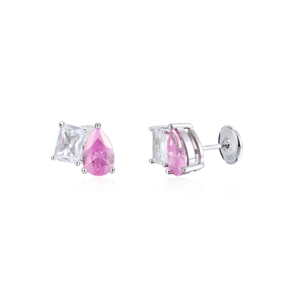 Moissanite Toi et Moi Stud Earrings – Emerald & Pear