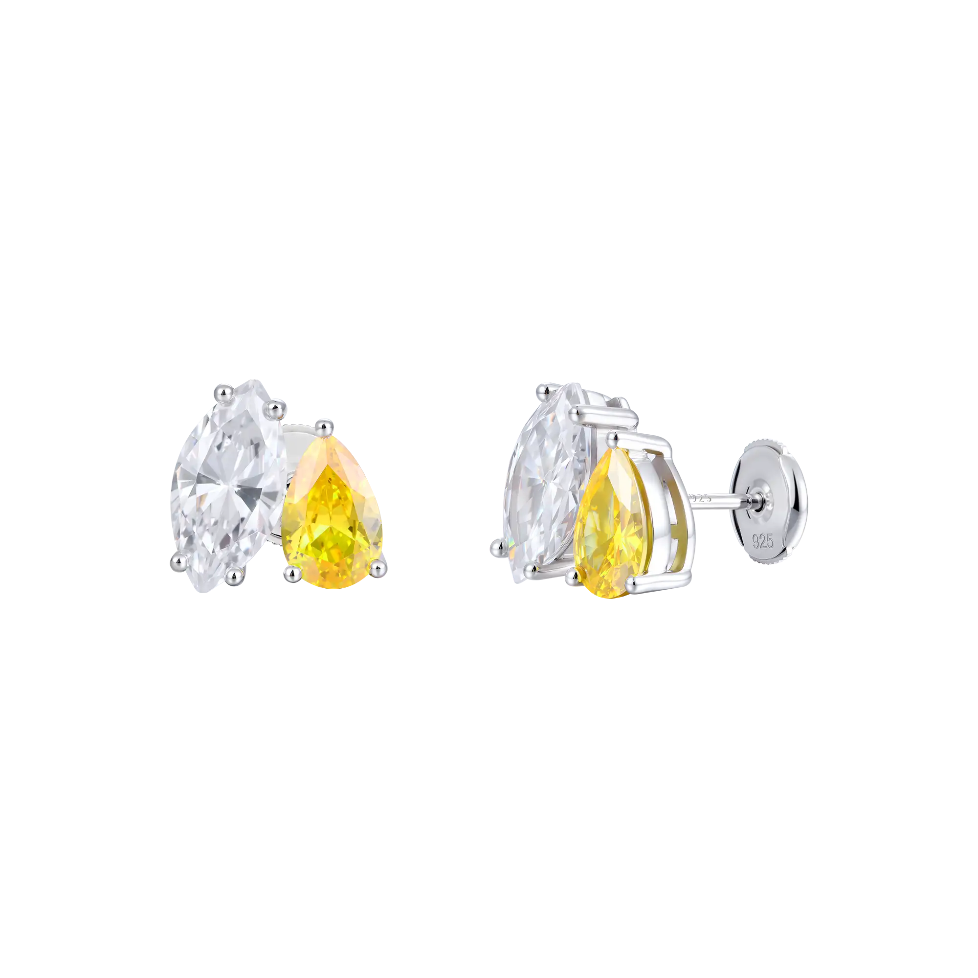 Boucles d'oreilles Moisanite Toi et Moi - Marquise & Pear