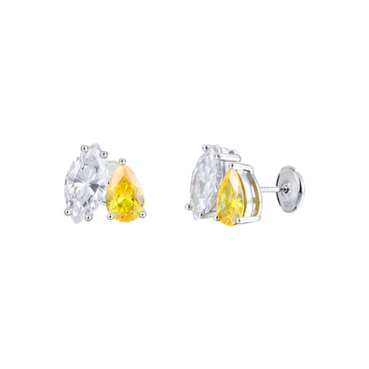 Moissanite Toi et Moi Stud Earrings – Marquise & Pear