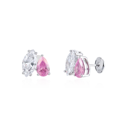 Moissanite Toi et Moi Stud Earrings – Marquise & Pear