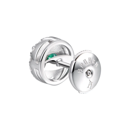 Moissanite Halo Round Cut Stud Earring - Green