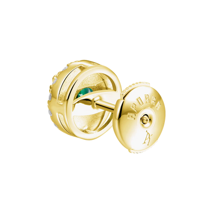 Moissanite Halo Round Cut Stud Earring - Green