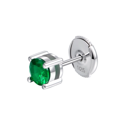 Moissanite Round Cut Stud Earring - Green