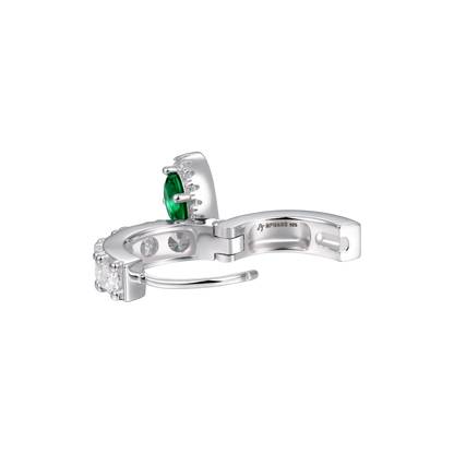 Moissanite Halo Dangly Earring - Green