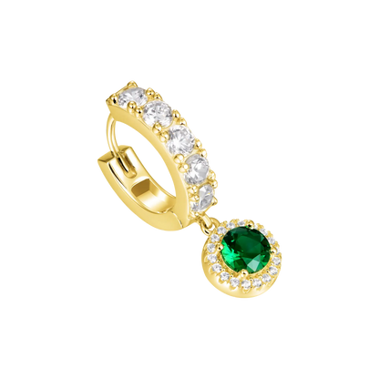 Moissanite Halo Dangly Earring - Green
