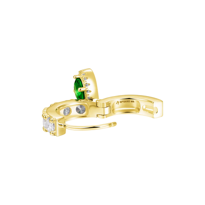 Moissanite Halo Dangly Earring - Green