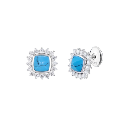 Boucles d'oreilles détachables Halo Turquoise S925