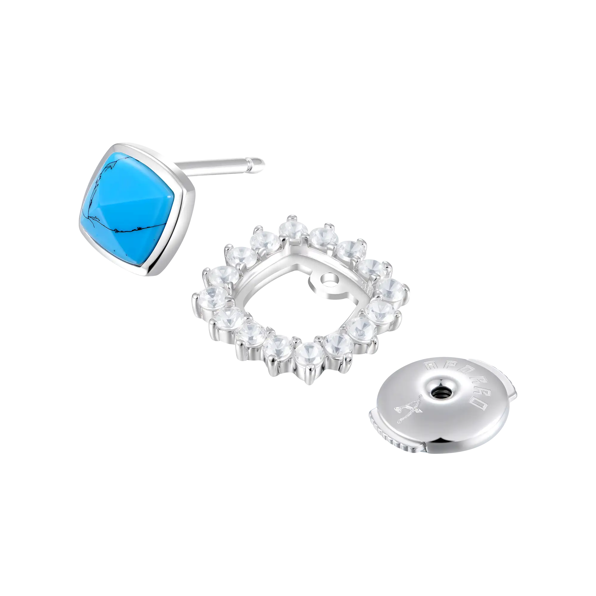 Boucles d'oreilles détachables Halo Turquoise S925