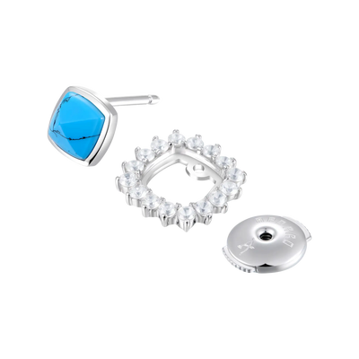 Orecchini a bottone staccabili con aureola turchese S925